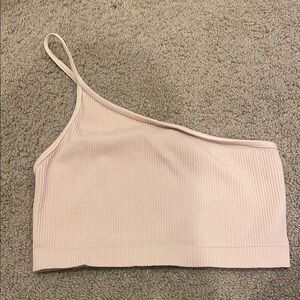 Nikibiki Cream Asymmetrical Ribbed Crop Top
